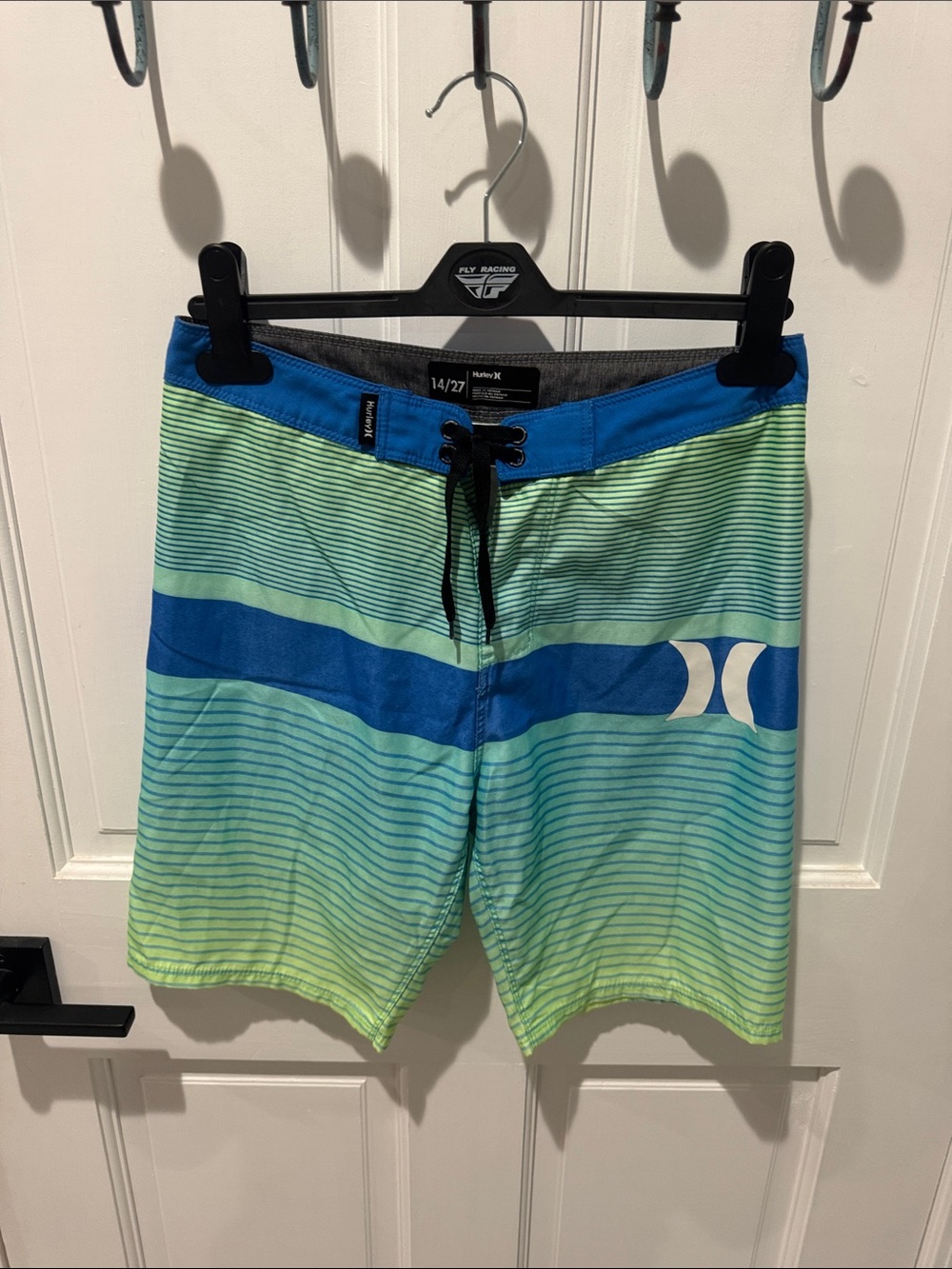 Hurley kids Blue and Green Striped Board Shorts